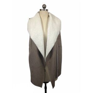 Susma Jacket Vest Womens Medium Brown Faux Suede Sherpa Coastal Cowgirl Boho